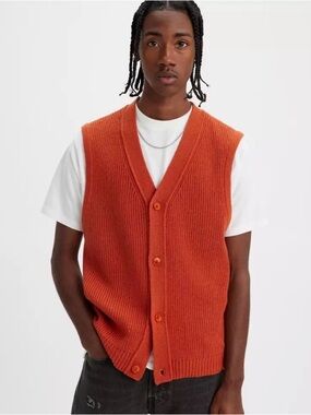 Levi's Ribbed Rincon Button Sweater Vest in Deep Orange - Unisex